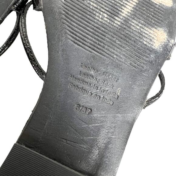 Jeffrey Campbell Black Patent Leather Square Toe Strappy Addison Sandals Size 6 - Picture 8 of 8